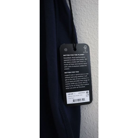 allbirds AK0013W003 Women's Sz Large True Navy Blue Natural Flow Studio Tank Top - Picture 7 of 9